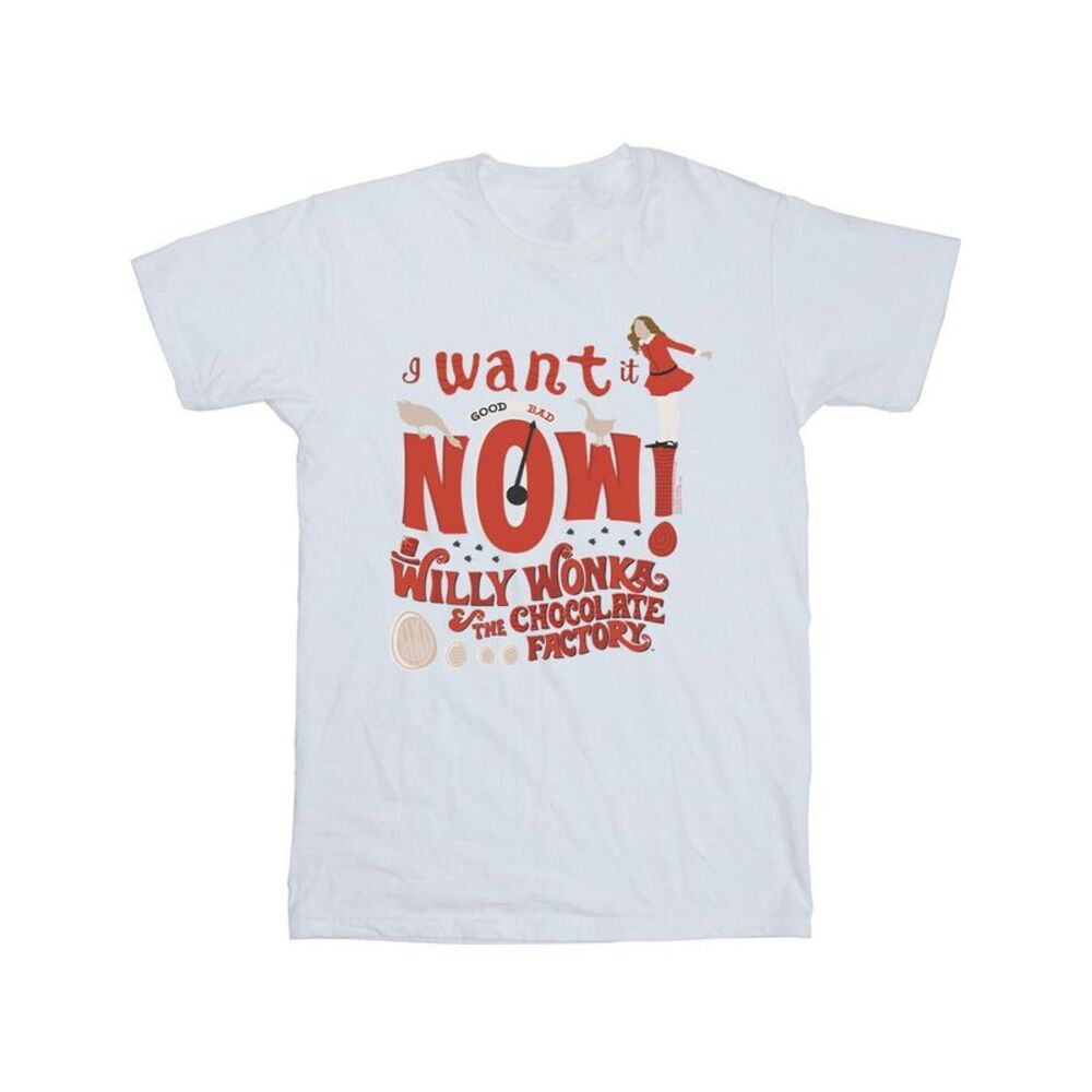 Willy Wonka Boys Verruca Salt I Want It Now T-Shirt / White